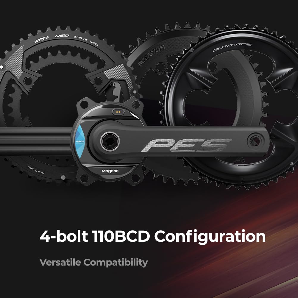 Magene Power Meter for Cycling, PES Crankarm + P505 Spider-Based Power Meter, 110 BCD 4 Bolt, 24mm Steel Spindle, ANT+/Bluetooth 7