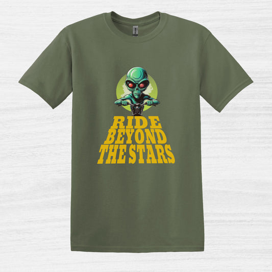 Alien Ride Beyond the Stars Bicycle T-Shirt