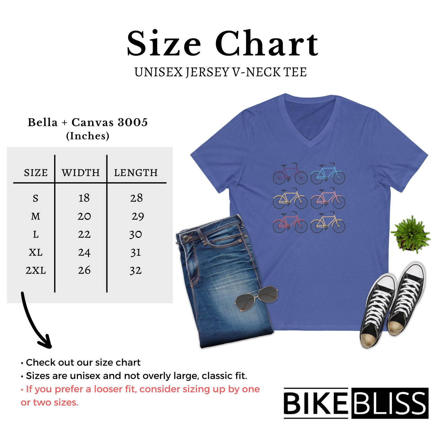 Women's Retro Multicolor Bikes V-Neck T-Shirt