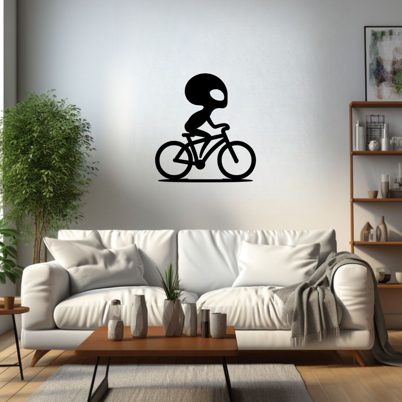 Alien Cyclist Die-Cut Wall Metal Art