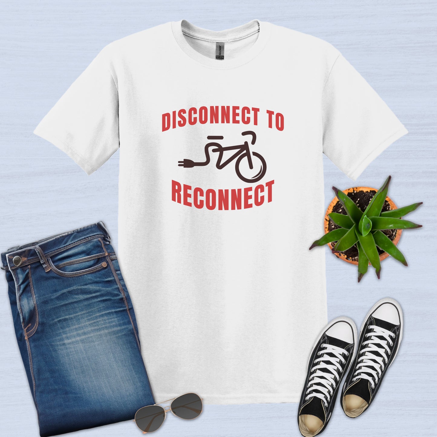 Disconnect To Reconnect Bicycle T-Shirt