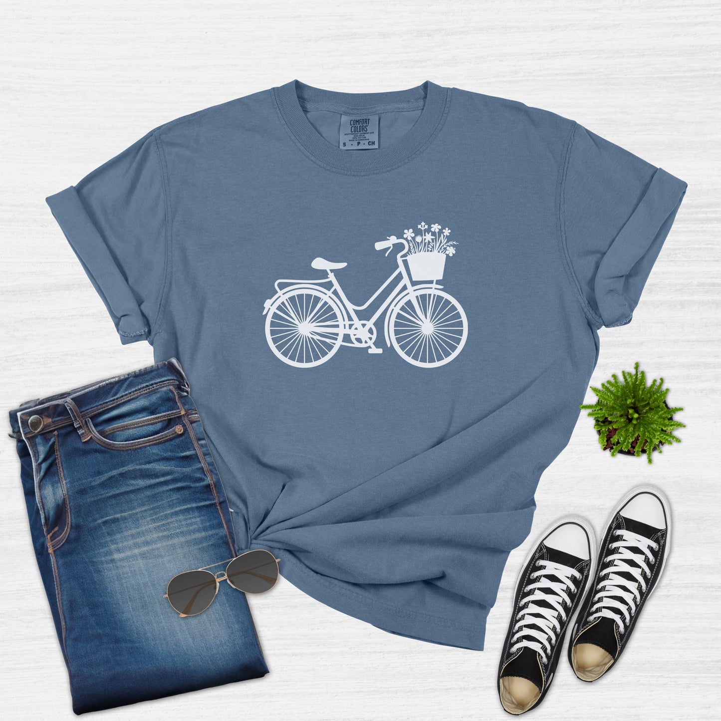 Camiseta ciclista con estampado floral de bicicletas para mujer