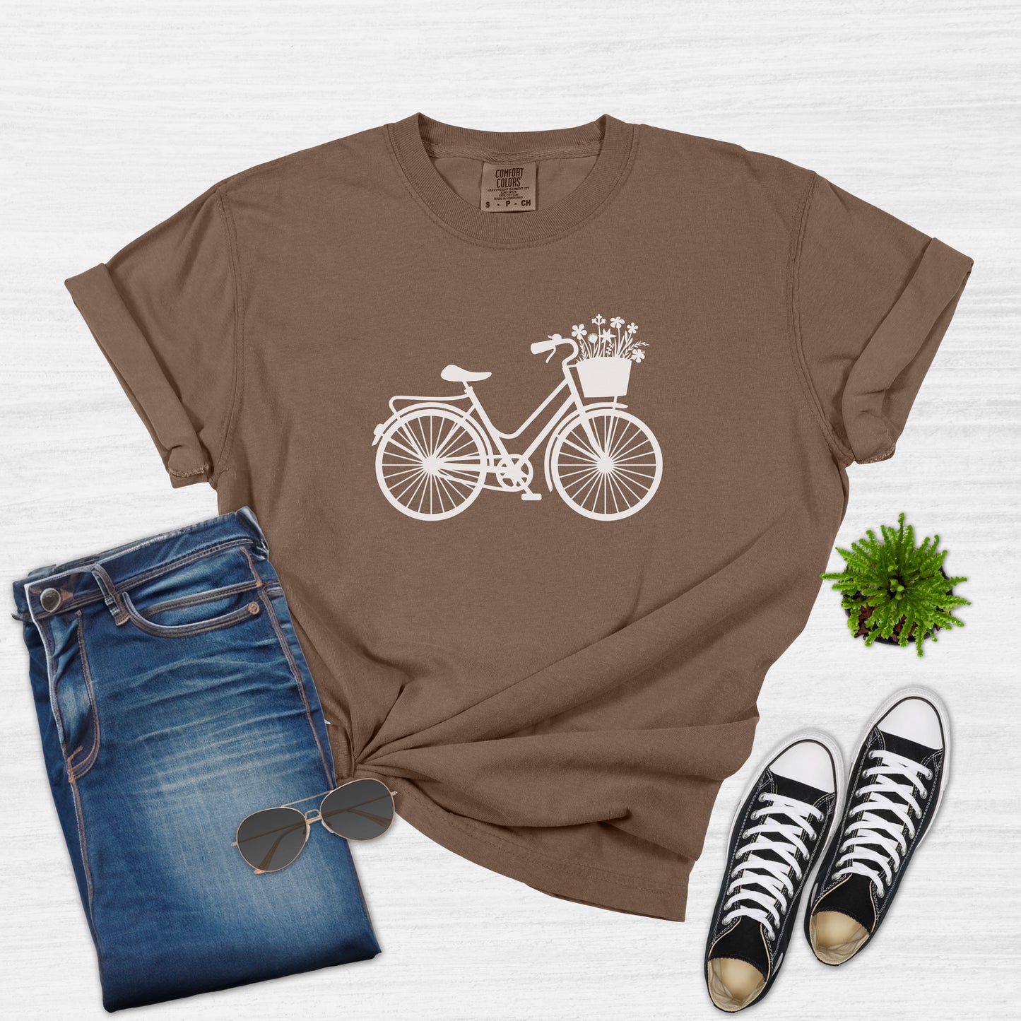 Camiseta ciclista con estampado floral de bicicletas para mujer