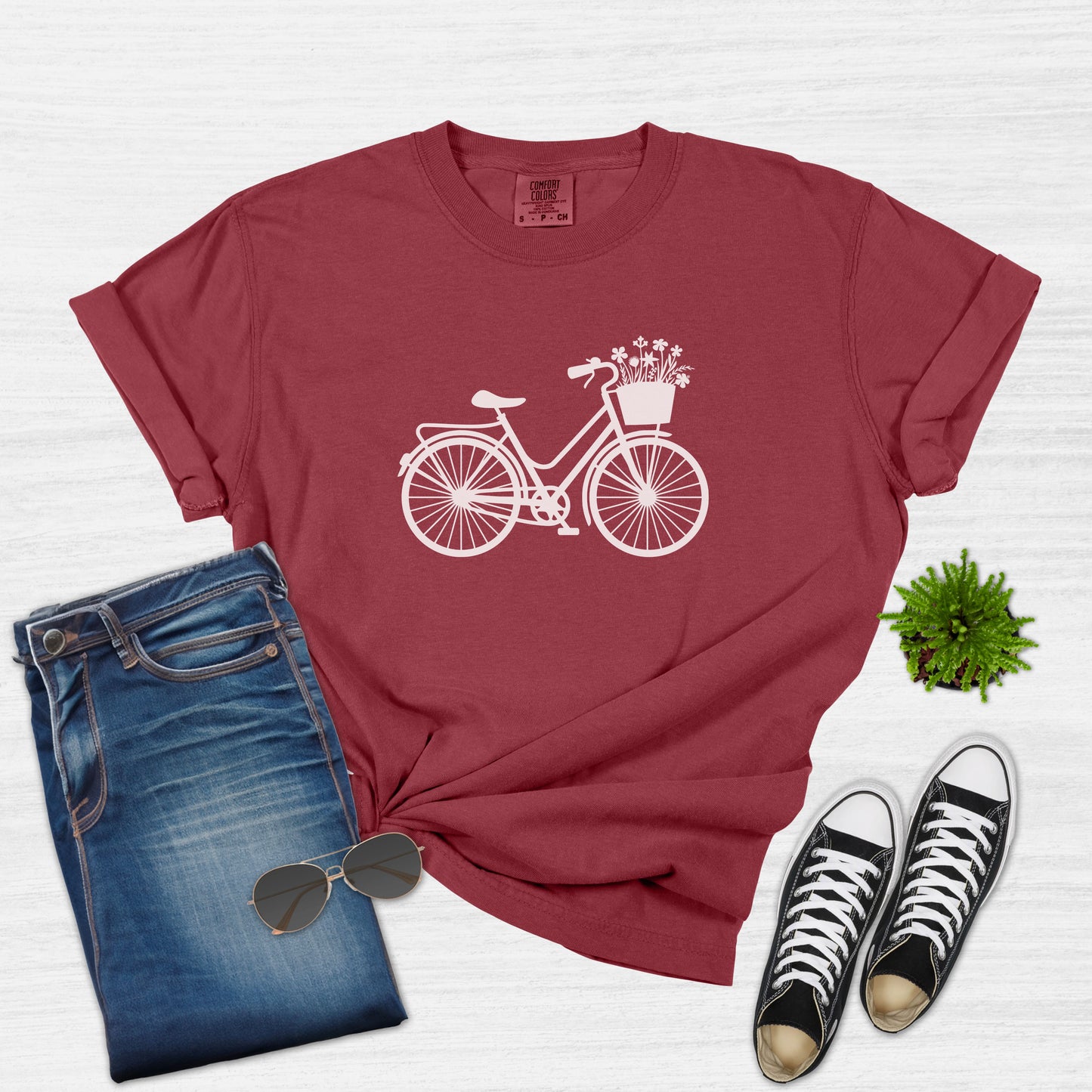 Camiseta ciclista con estampado floral de bicicletas para mujer