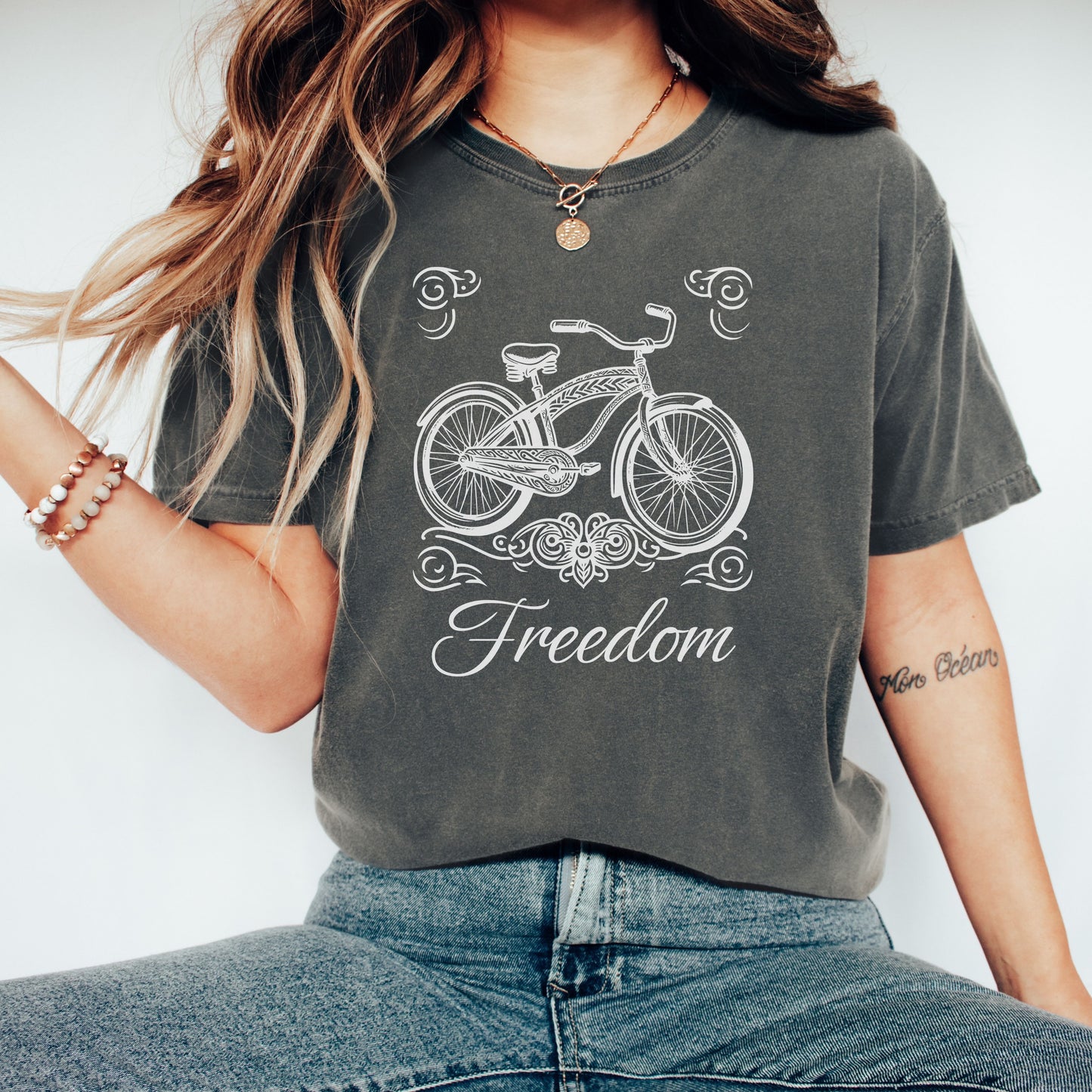 Vintage Bike Freedom Graphic T-Shirt for Women
