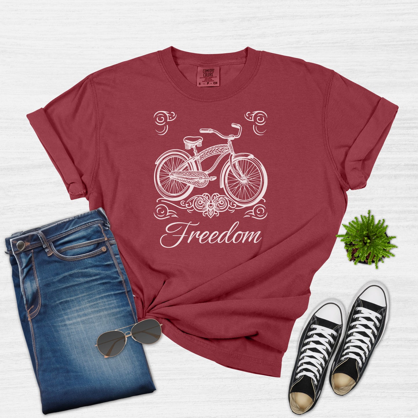 Vintage Bike Freedom Graphic T-Shirt for Women