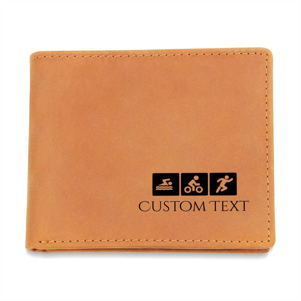 Personalized Triathlon Gift Leather Wallet for Men