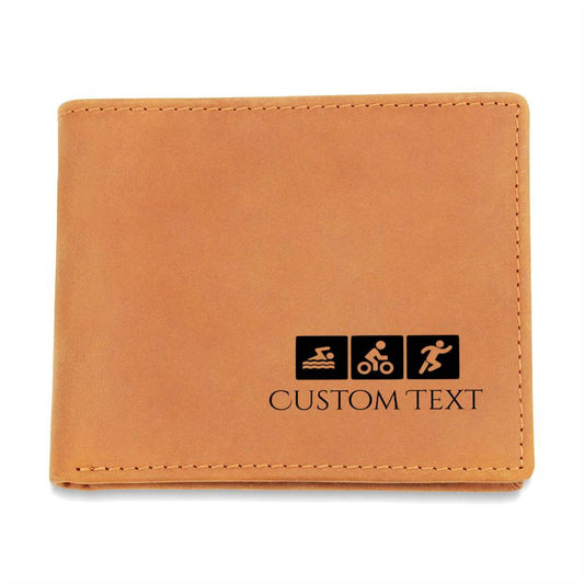 Personalized Triathlon Gift Leather Wallet for Men
