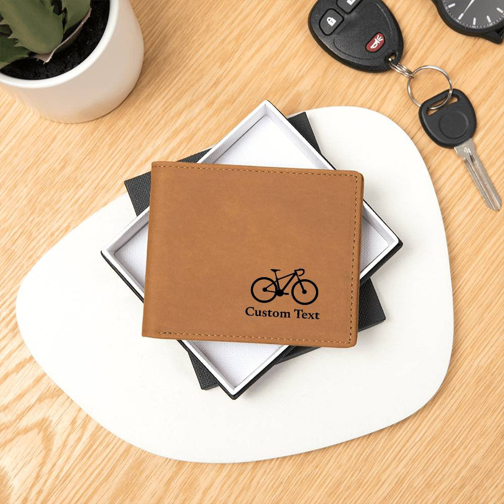 Personalized Bike Graphic Leather Wallet for Men