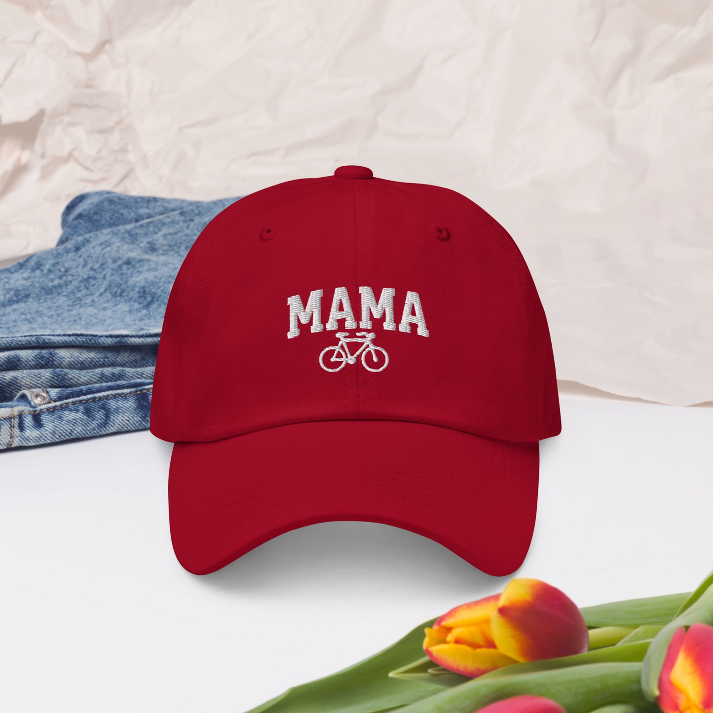 Cycling Mama and Bike Embroidered Hat