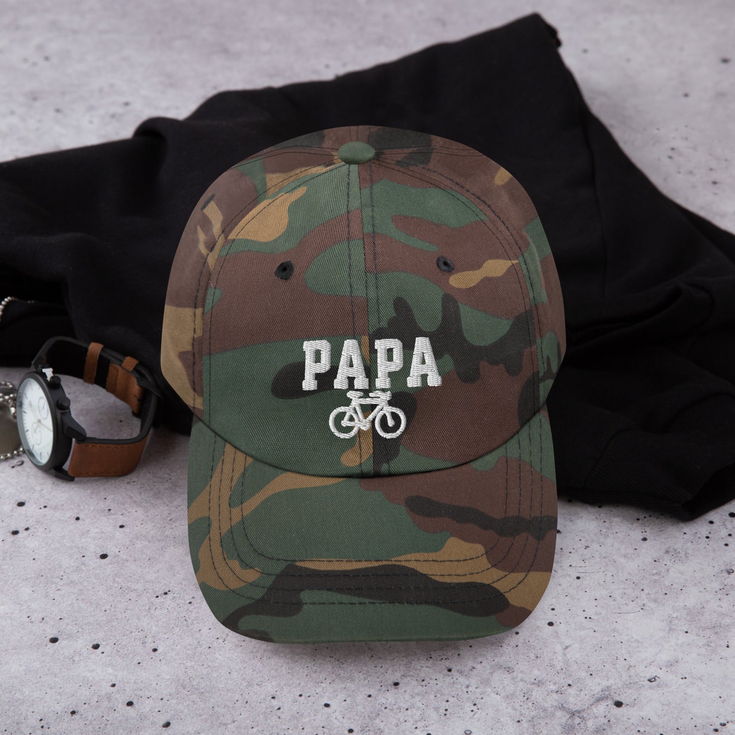 Papa and Bike Embroidered Hat