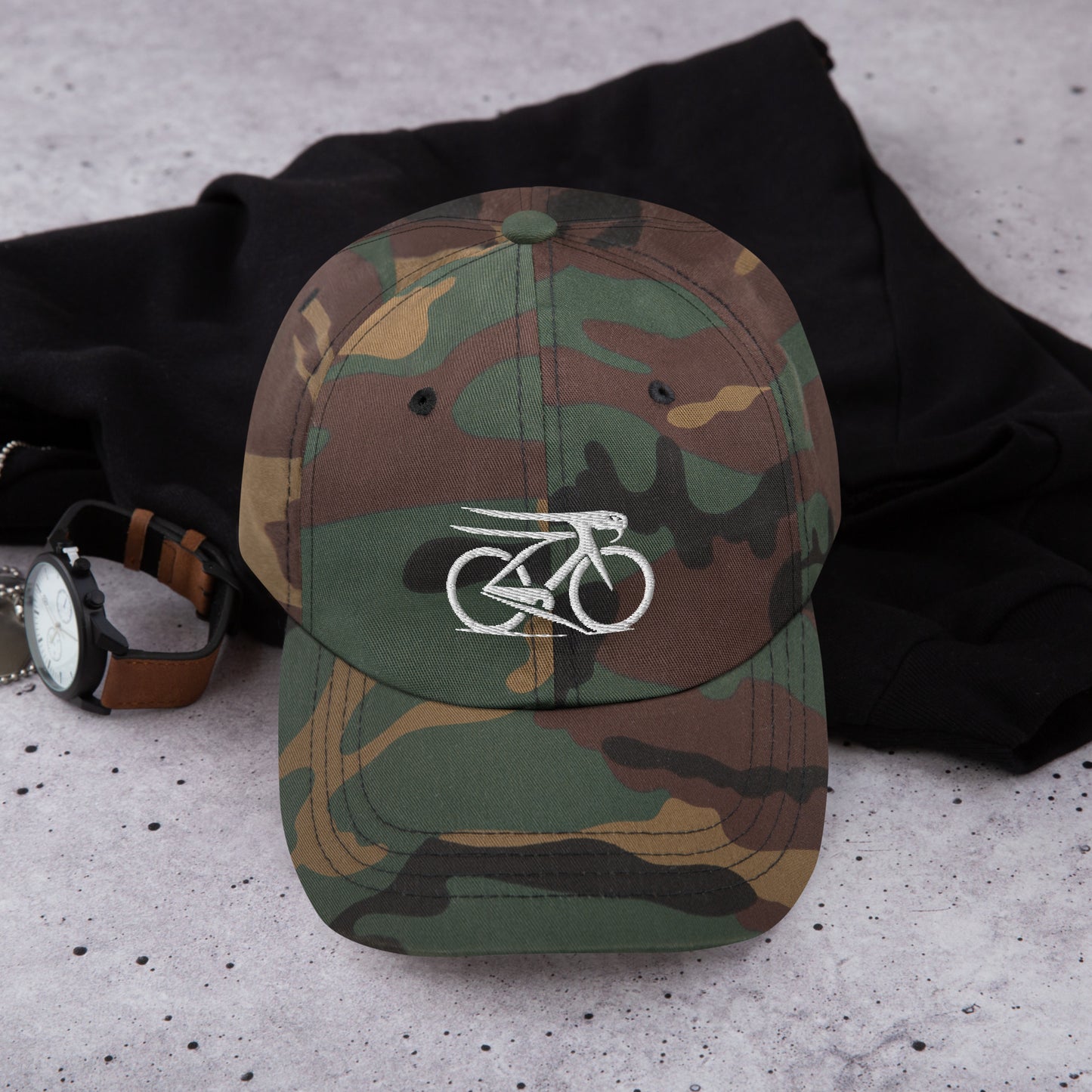 Bicycle and Cobra Embroidered Hat