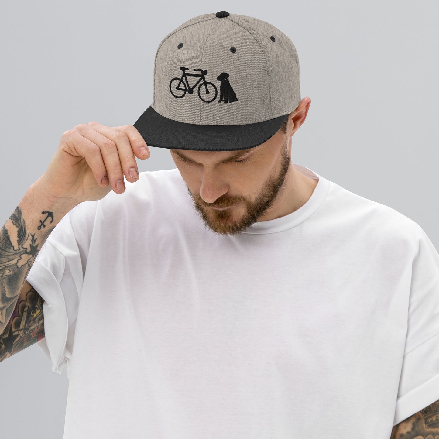 Bike and Dog 3D Puff Embroidered Snapback Hat
