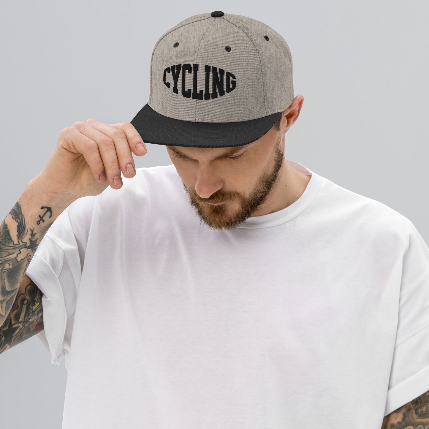 Cycling Text 3D Puff Embroidered Snapback Hat