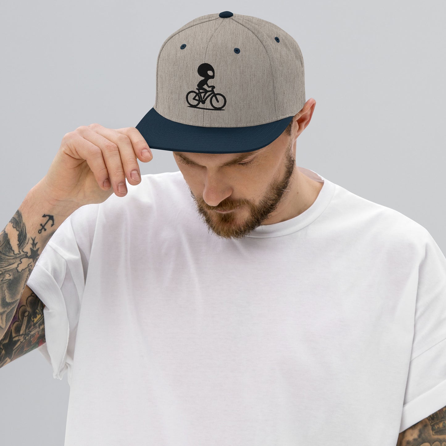 Alien Bike 3D Puff Embroidered Snapback Hat