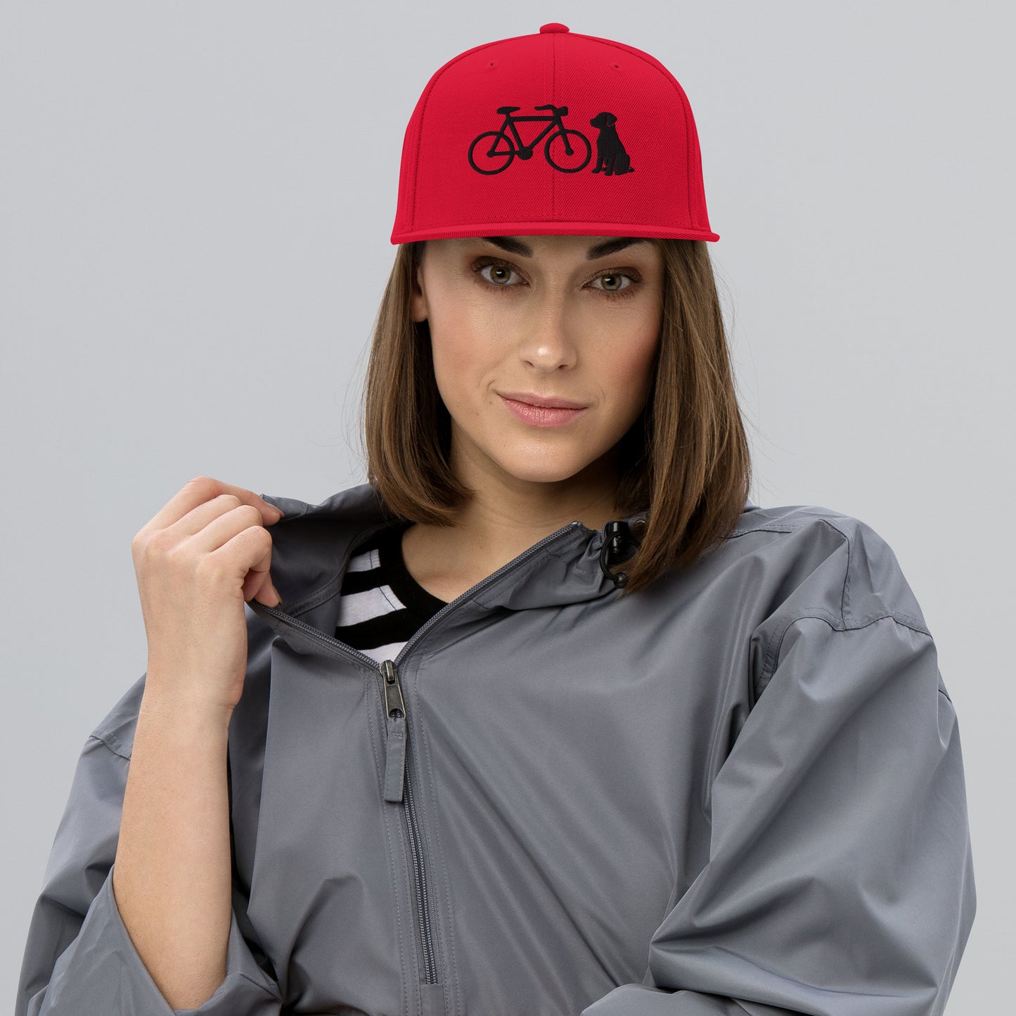 Bike and Dog 3D Puff Embroidered Snapback Hat