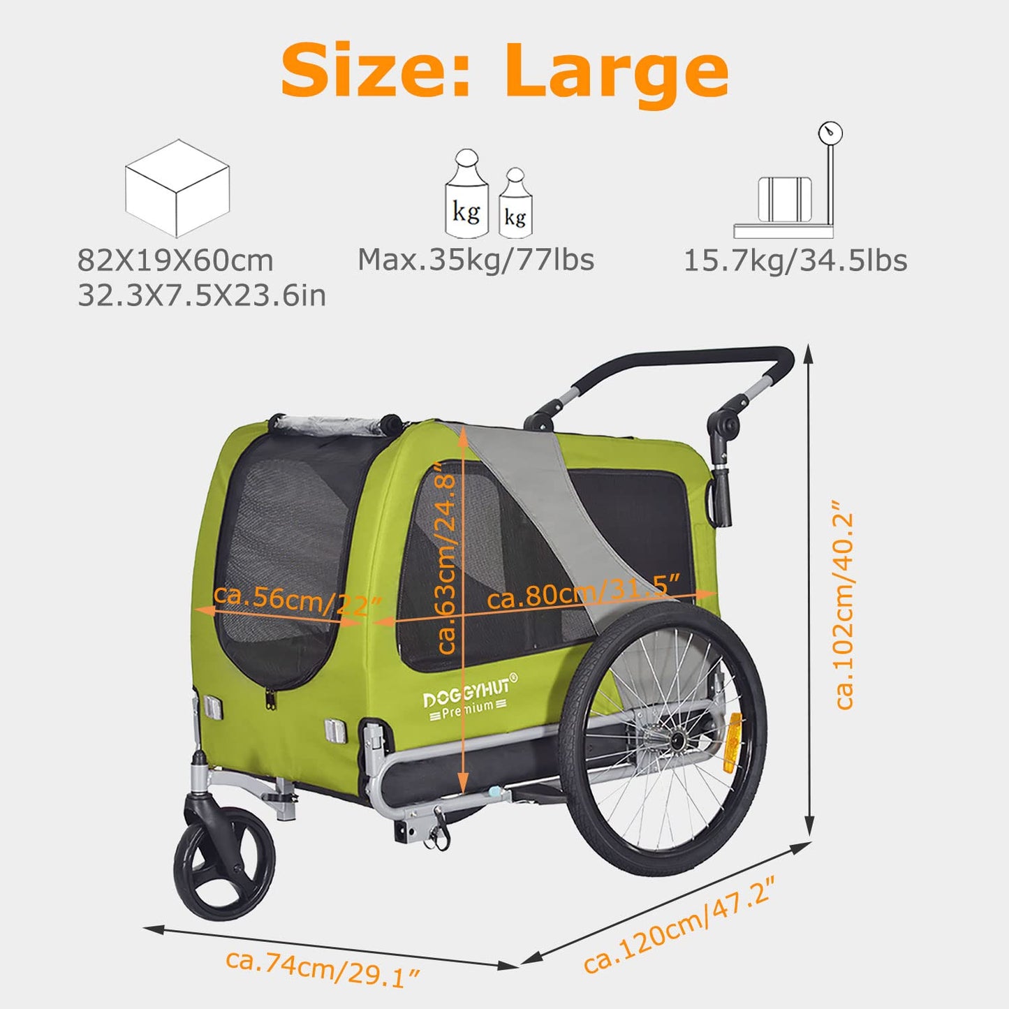 Doggyhut Premium Pet Bike Trailer & Stroller 3