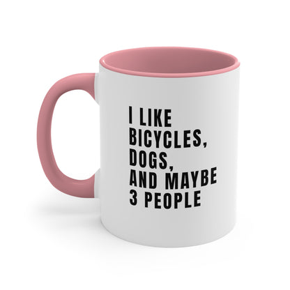 Me gustan las bicicletas, los perros y tal vez 3 personas - Taza de bicicleta