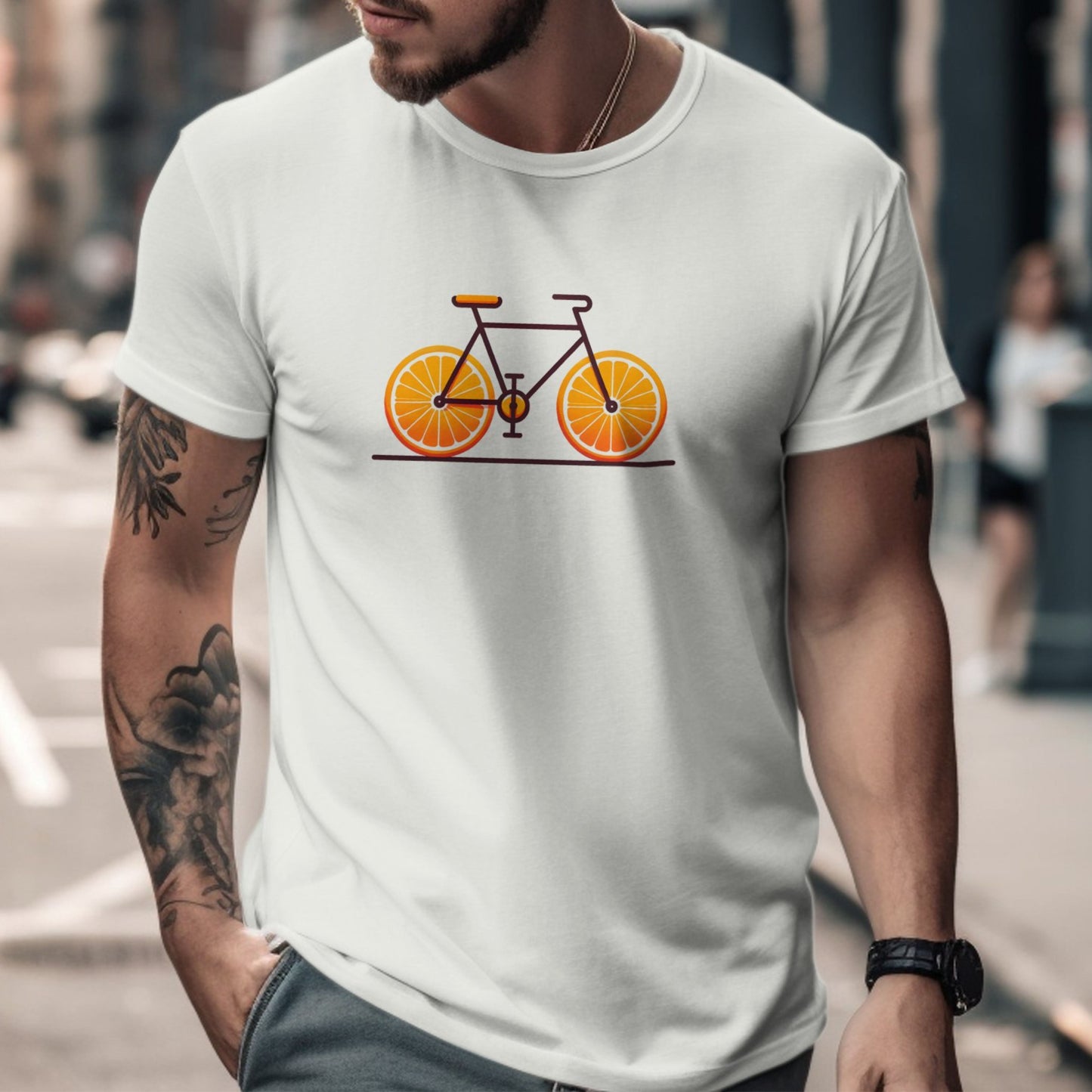 Bicycle with orange slices wheels Graphic T-Shirt for Men