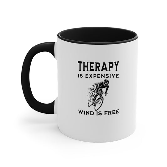 Therapy is expensive, wind is free bicycle mug