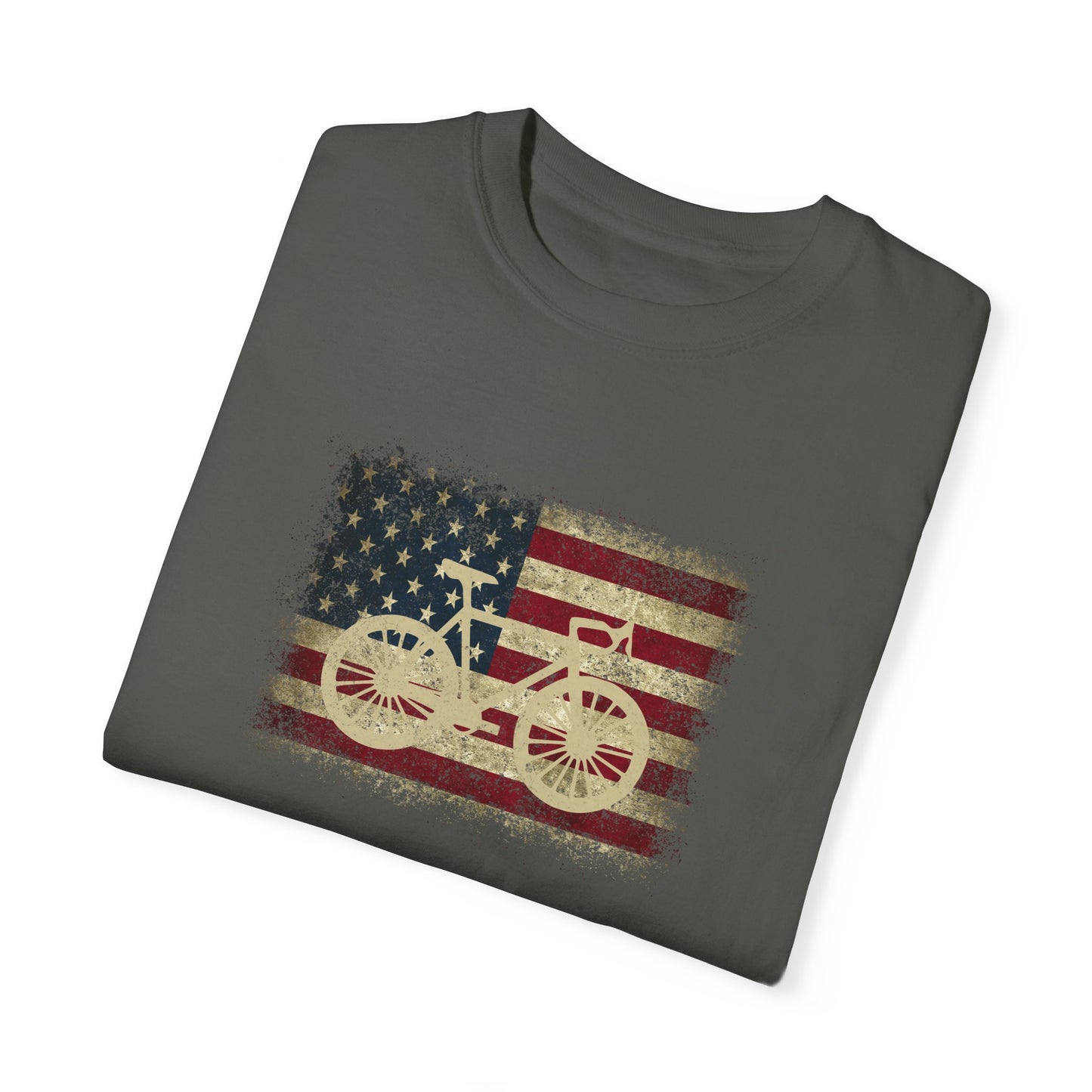 Vintage Bike American Flag Grunge T-Shirt for Men