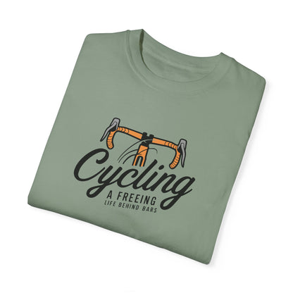 Funny Cycling A Freeing Life Behind Bars Graphic T-Shirt for Men