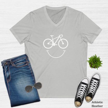 Happy Face Bike Smile V-Neck T-Shirt