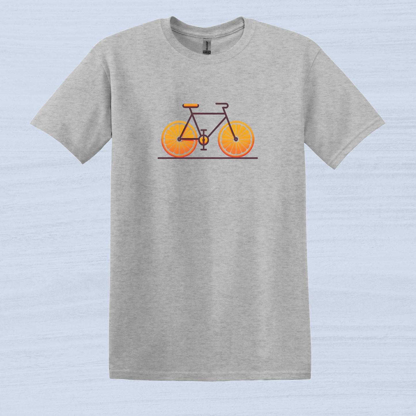 Bicycle with orange slices wheels Graphic T-Shirt for Men Ash 1