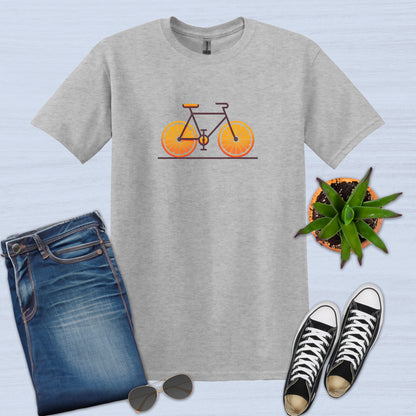 Bicycle with orange slices wheels Graphic T-Shirt for Men Ash 2