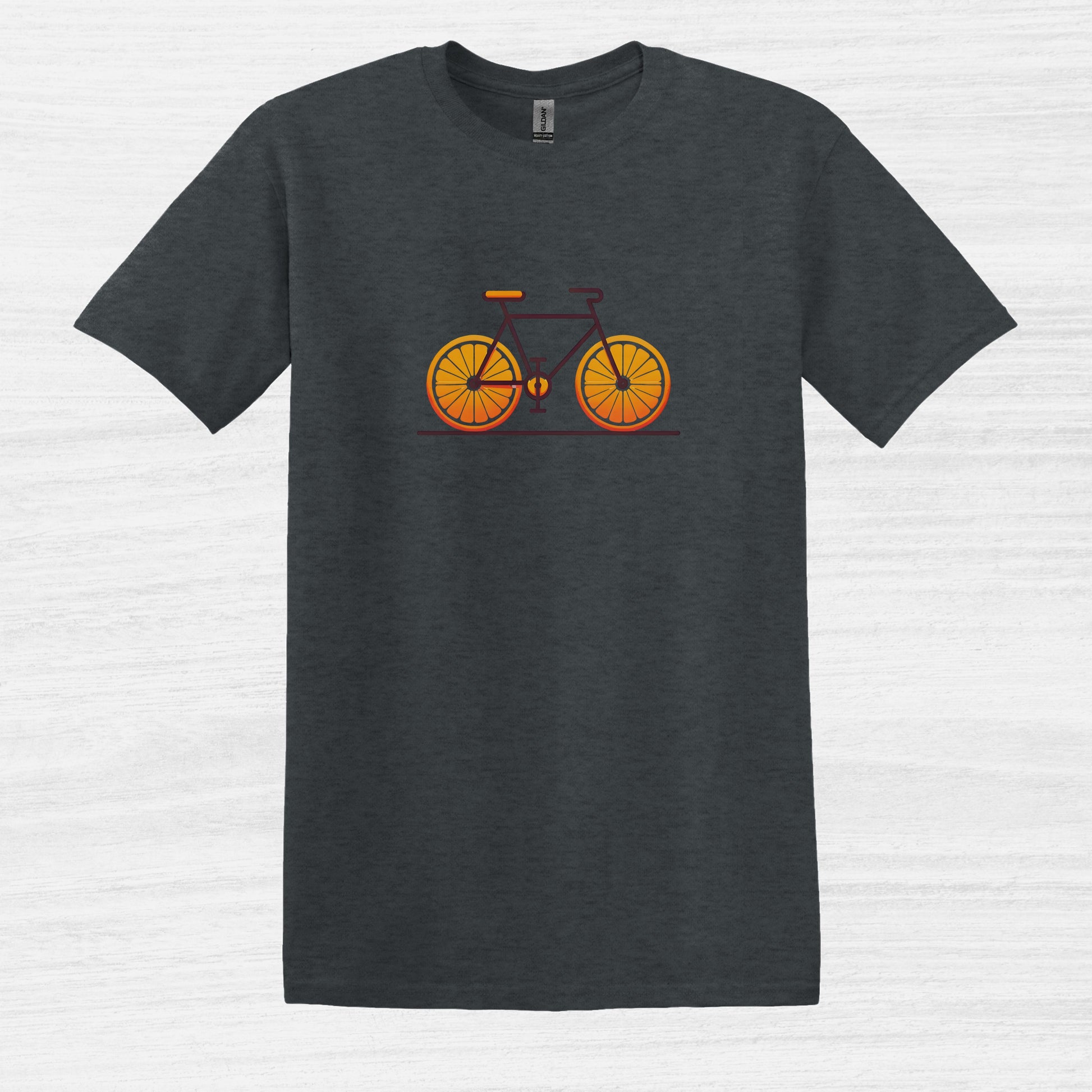 Bicycle with orange slices wheels Graphic T-Shirt for Men Dark Heather 1