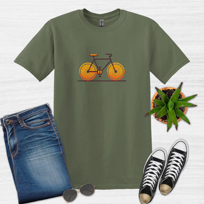 Bicycle with orange slices wheels Graphic T-Shirt for Men Military Green 2
