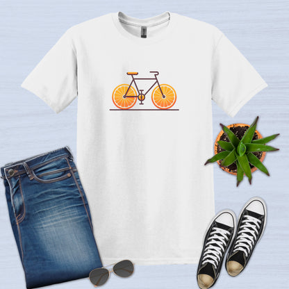 Bicycle with orange slices wheels Graphic T-Shirt for Men White 2