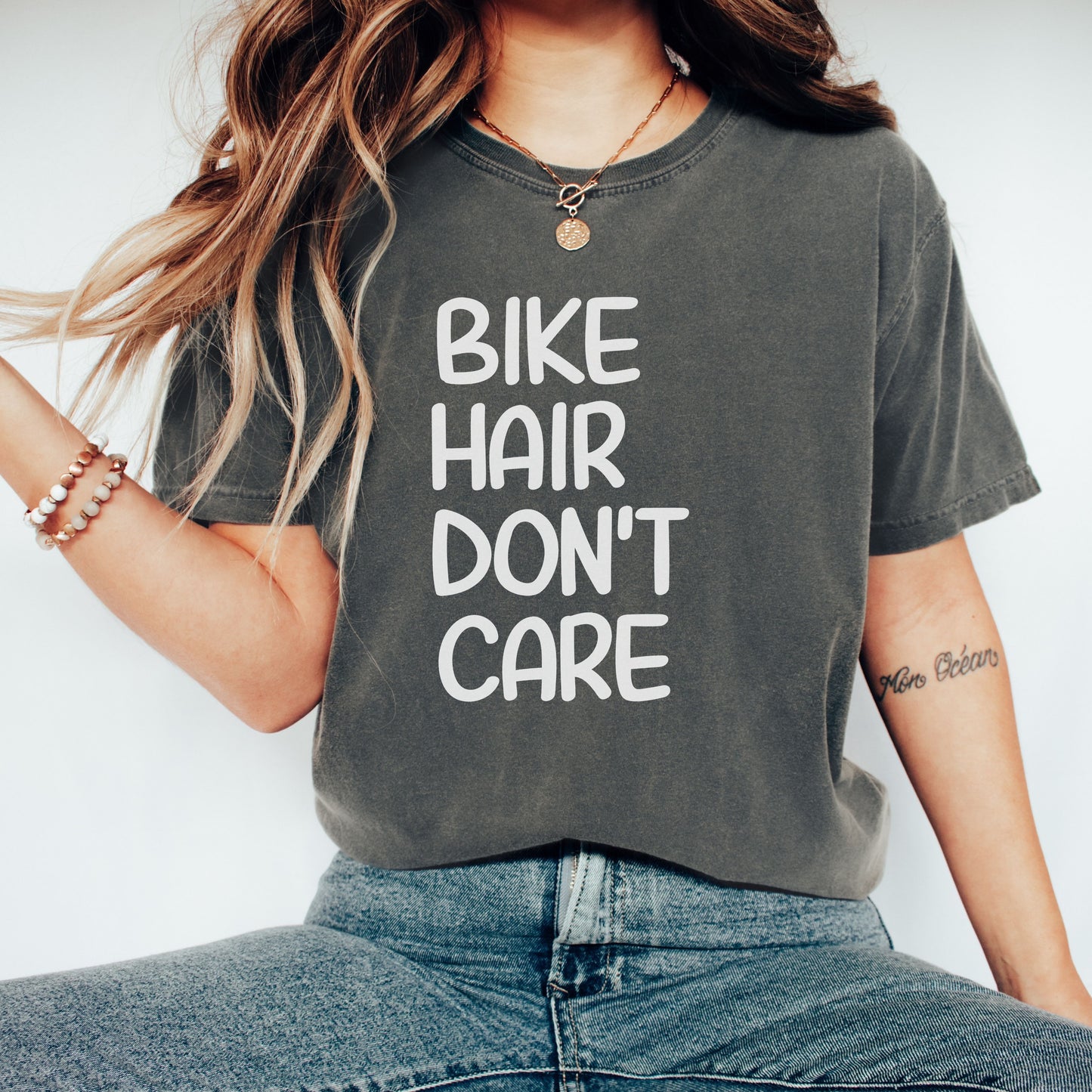 Camiseta de ciclismo para mujer Hair Don't Care