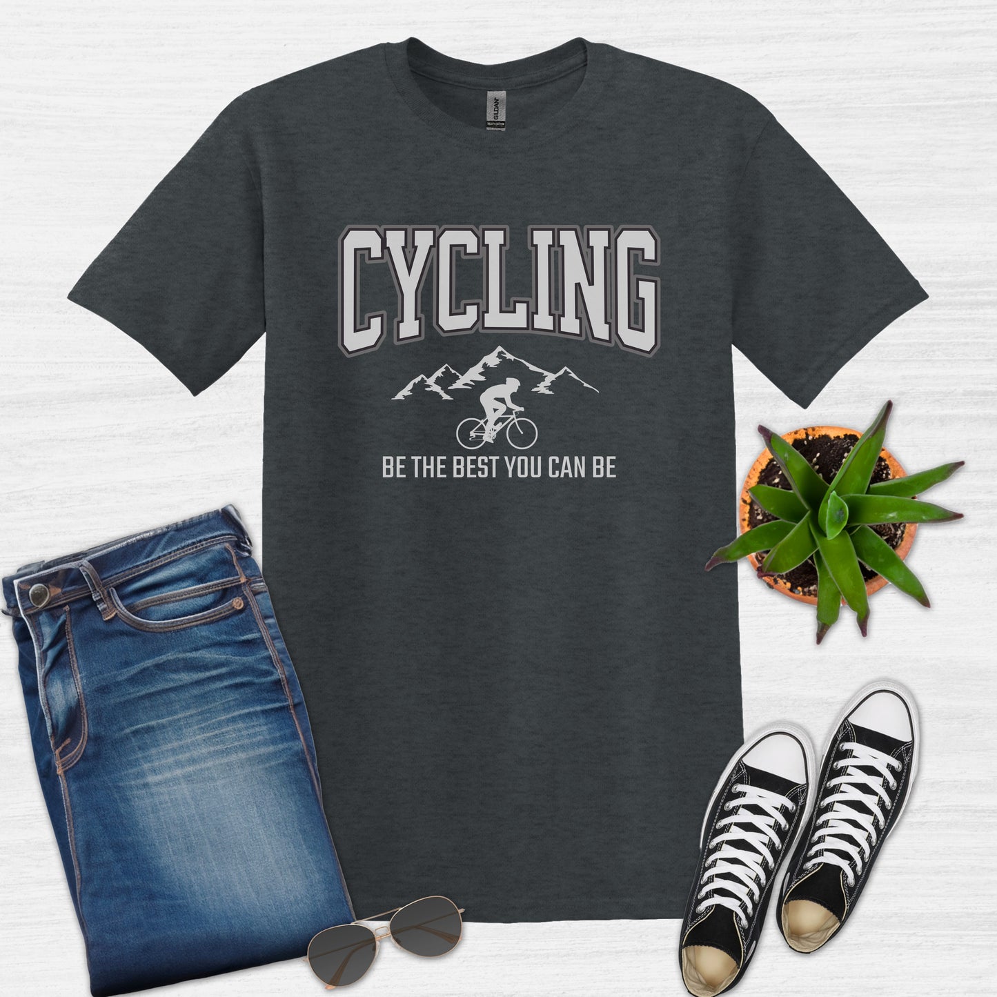 Bike BLiss Cycling be the best you can be Mountain Bike T-shirt for Men Dark Heather