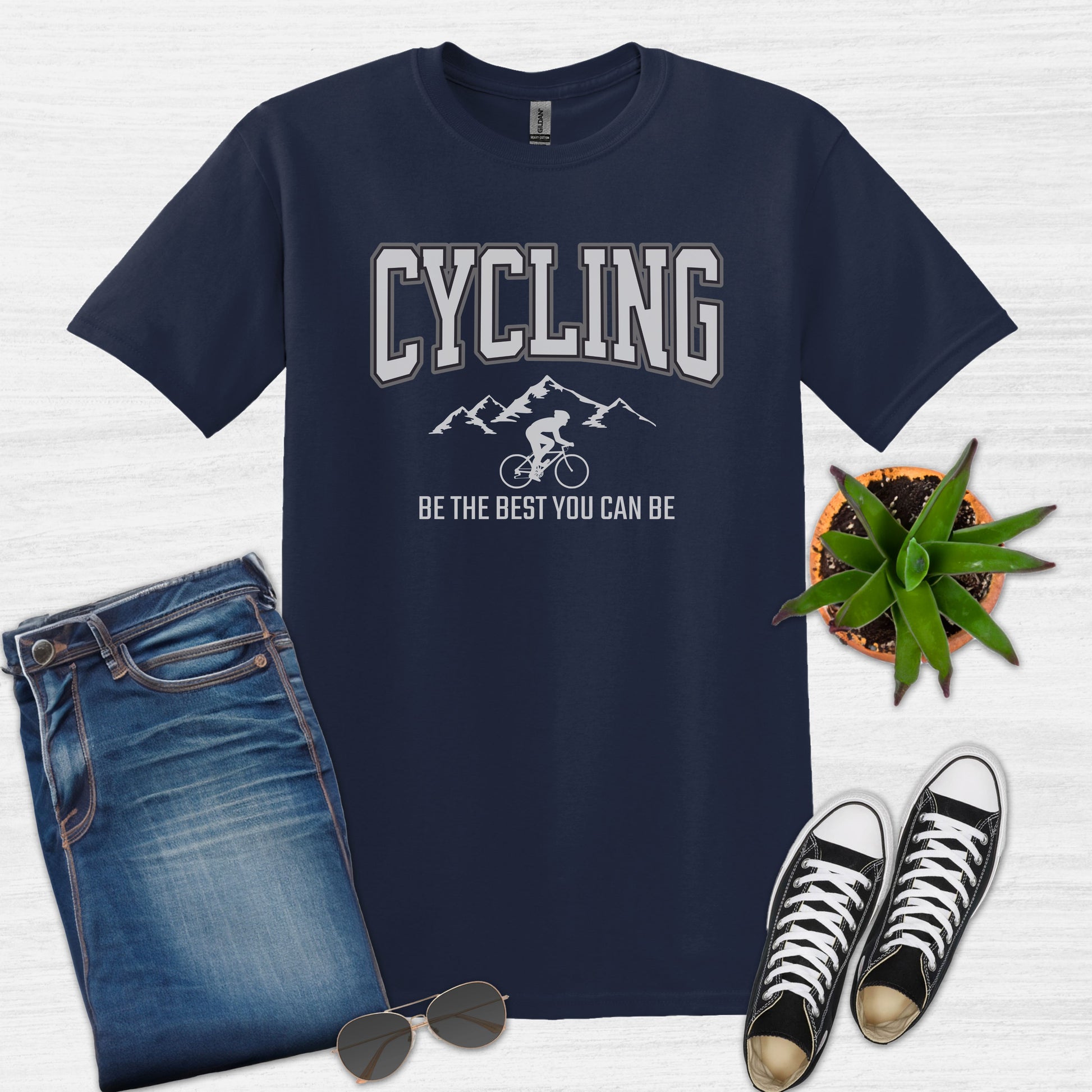 Bike BLiss Cycling be the best you can be Mountain Bike T-shirt for Men Navy
