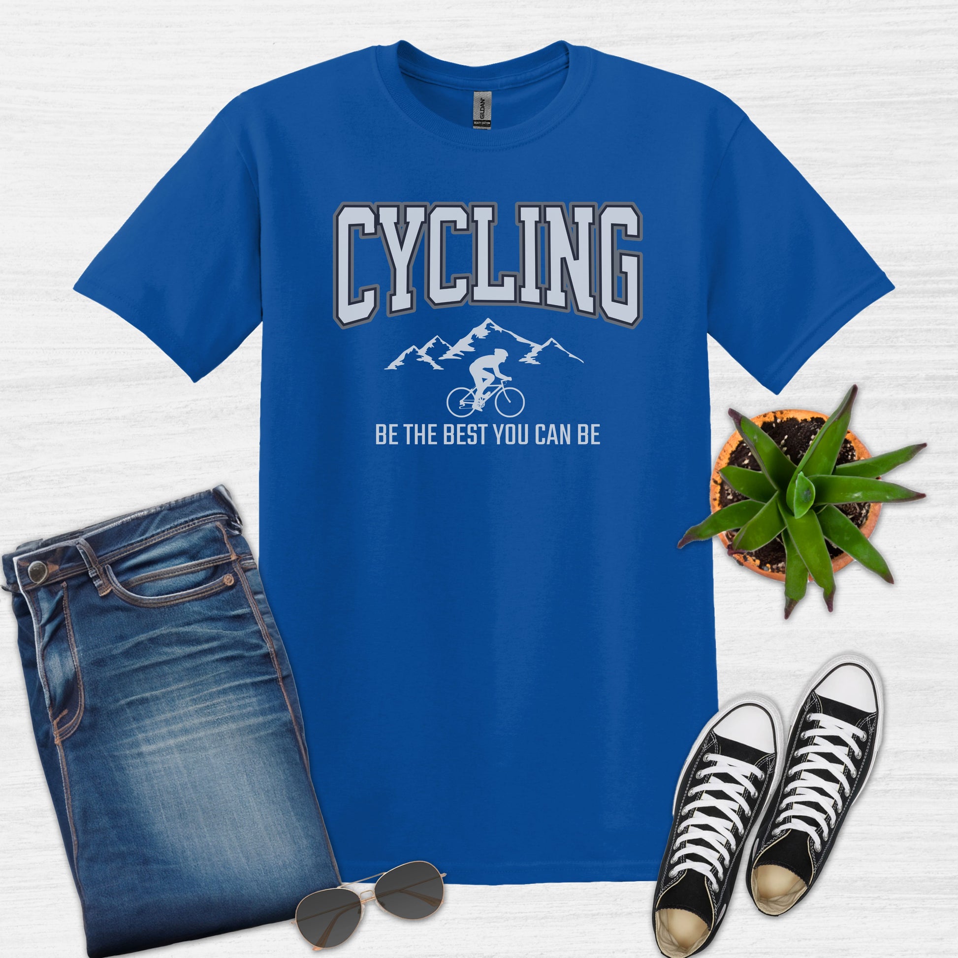 Bike BLiss Cycling be the best you can be Mountain Bike T-shirt for Men Royal Blue