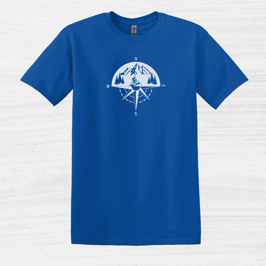 Bike Bliss Adventure Mountain Bike Compass T-Shirt for Men Royal Blue 2