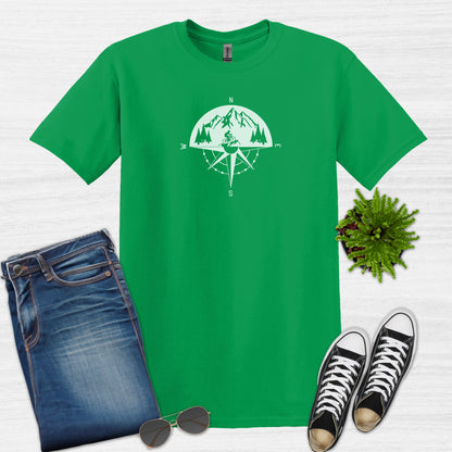 Bike Bliss Adventure Mountain Bike Compass T-Shirt for Men Royal Irish Green