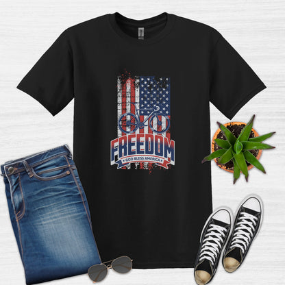 Bike Bliss American Flag USA Freedom Bike T-Shirt for Men Black