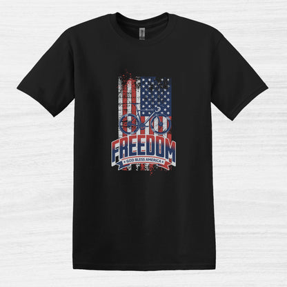 Bike Bliss American Flag USA Freedom Bike T-Shirt for Men Black 2