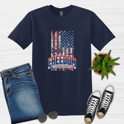 Bike Bliss American Flag USA Freedom Bike T-Shirt for Men Navy