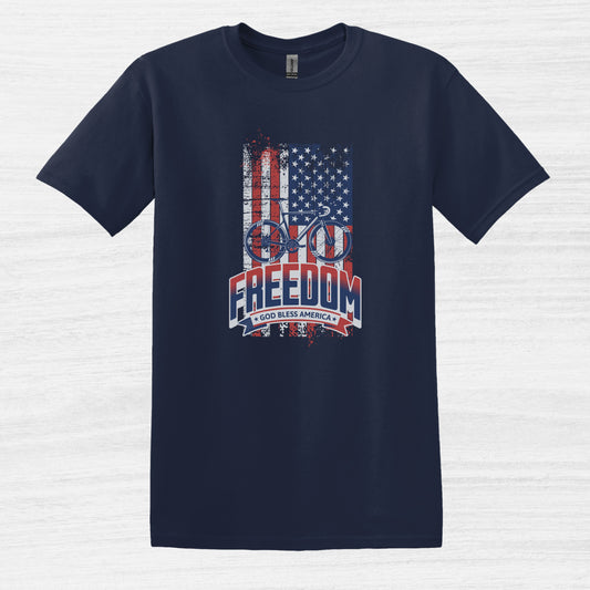Bike Bliss American Flag USA Freedom Bike T-Shirt for Men Navy 2