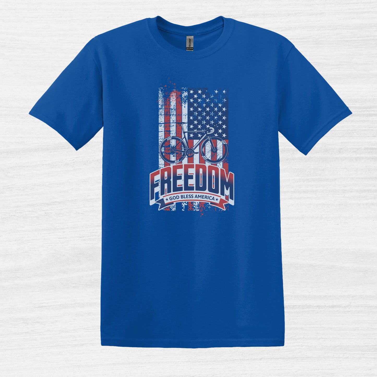 Bike Bliss American Flag USA Freedom Bike T-Shirt for Men Royal Blue 2