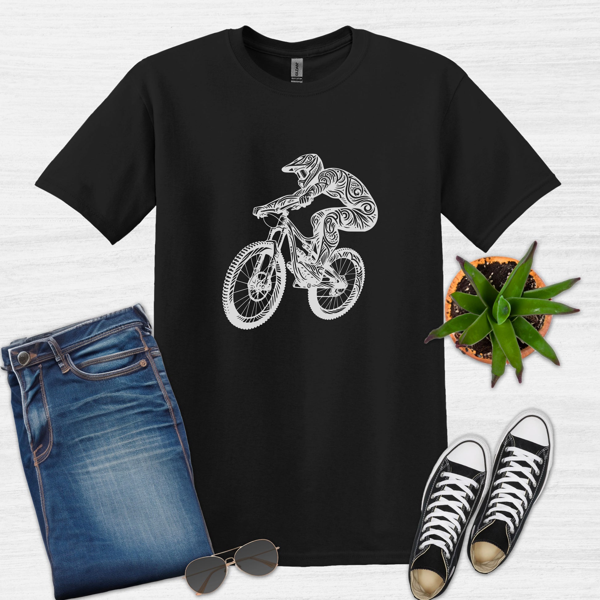 Bike Bliss BMX Dirt Bike Jump T-Shirt for Men Black