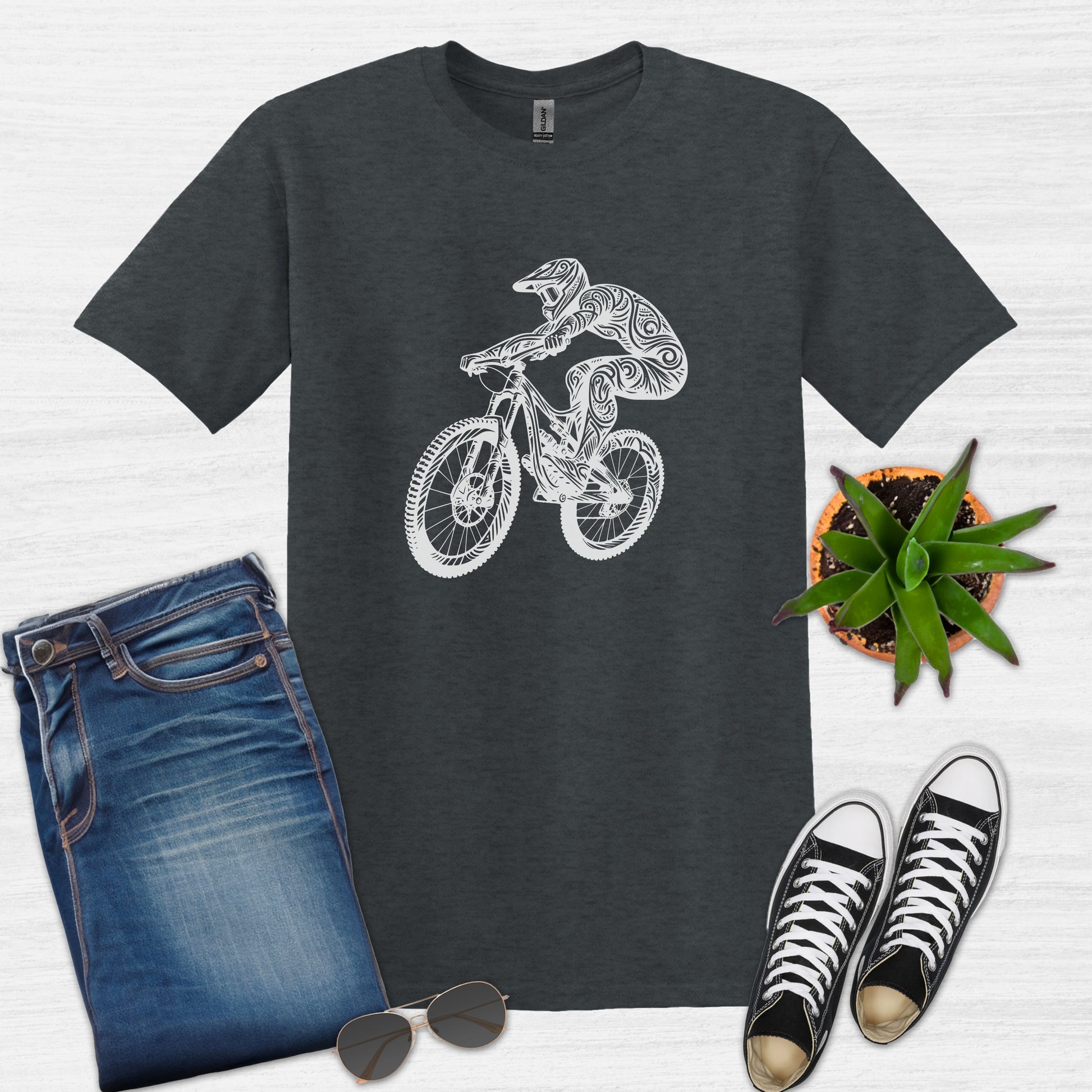 Bike Bliss BMX Dirt Bike Jump T-Shirt for Men Dark Heather