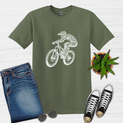 Bike Bliss BMX Dirt Bike Jump T-Shirt for Men Military Green