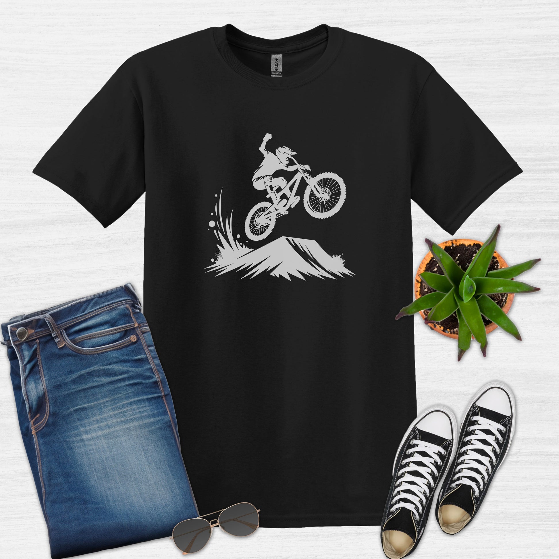 Bike Bliss BMX Rider Dirt Bike Jump T-Shirt for Men Black