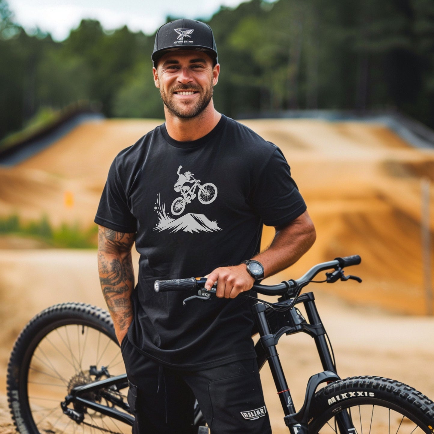 Bike Bliss BMX Rider Dirt Bike Jump T-Shirt for Men Model
