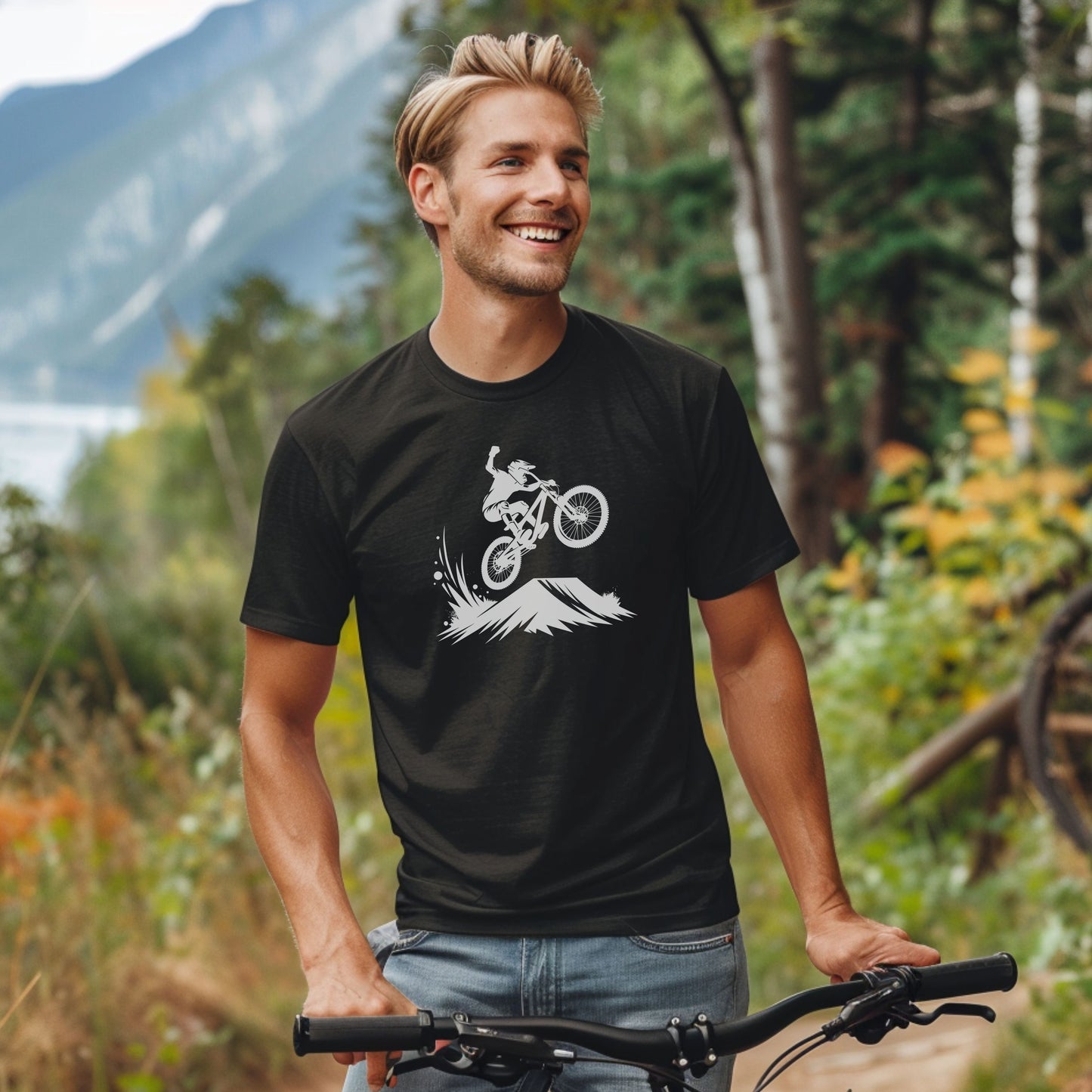 Bike Bliss BMX Rider Dirt Bike Jump T-Shirt for Men Model 3