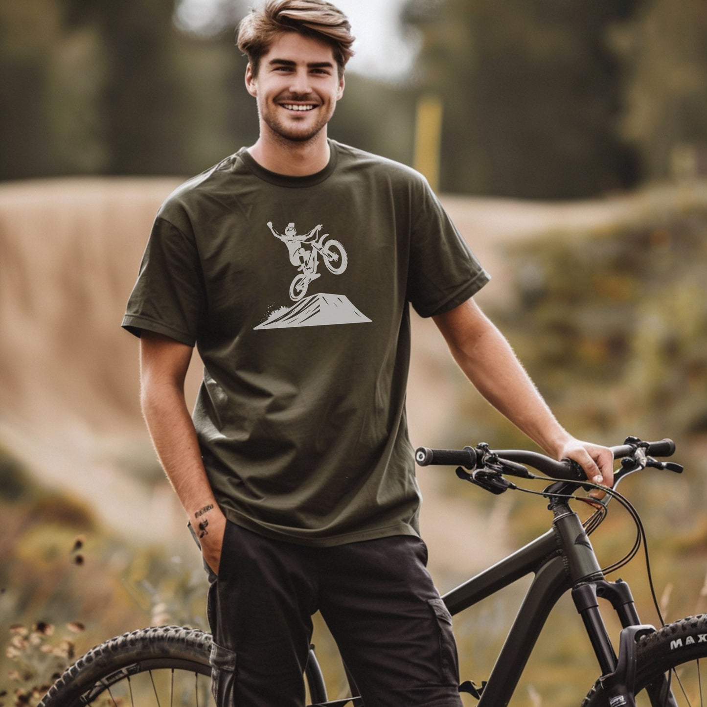 Bike Bliss BMX tee Dirt Bike Jump T-Shirt for Men Model